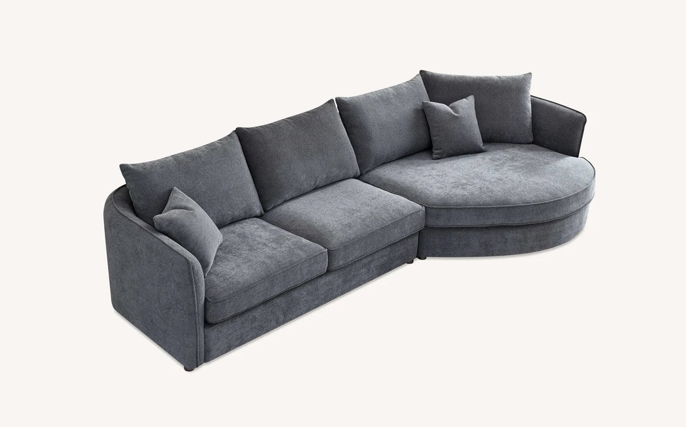 Aluxo Melby Charcoal Grey Boucle Corner Chaise Sofa | 4 Seater
